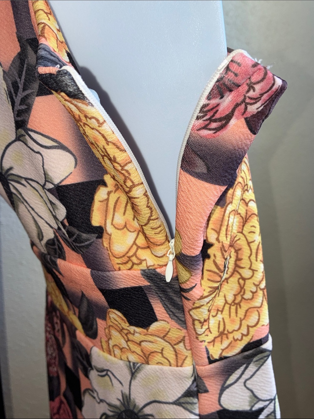 Floral Peach & Black Tie-Front Romper Shorts - Picture 7 of 14